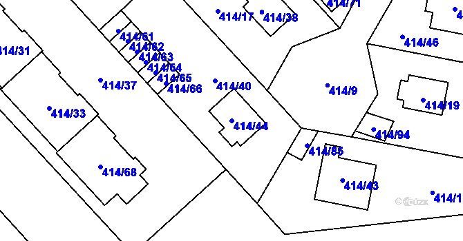 Parcela st. 414/44 v KÚ Doubravka, Katastrální mapa