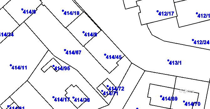 Parcela st. 414/45 v KÚ Doubravka, Katastrální mapa