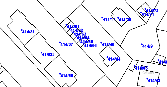 Parcela st. 414/66 v KÚ Doubravka, Katastrální mapa