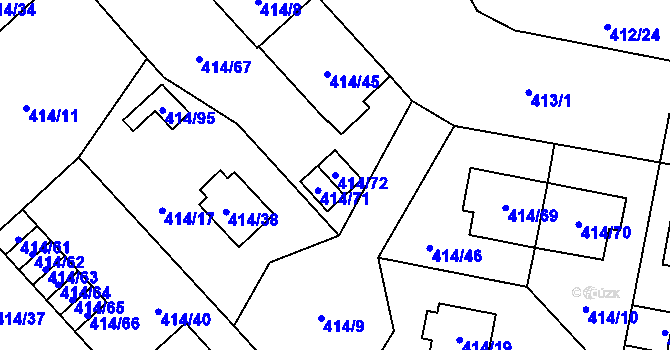 Parcela st. 414/72 v KÚ Doubravka, Katastrální mapa