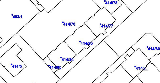 Parcela st. 414/80 v KÚ Doubravka, Katastrální mapa