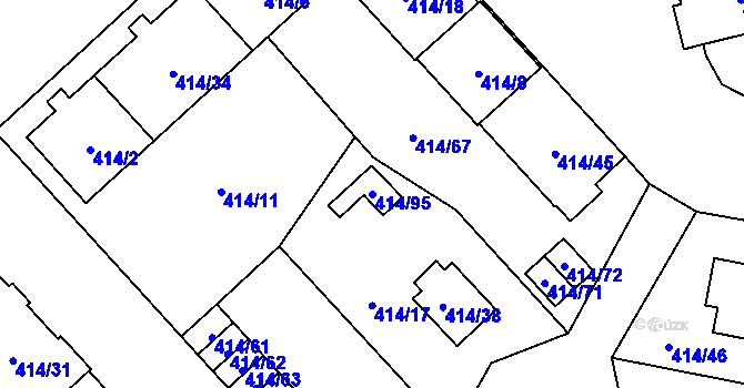 Parcela st. 414/95 v KÚ Doubravka, Katastrální mapa