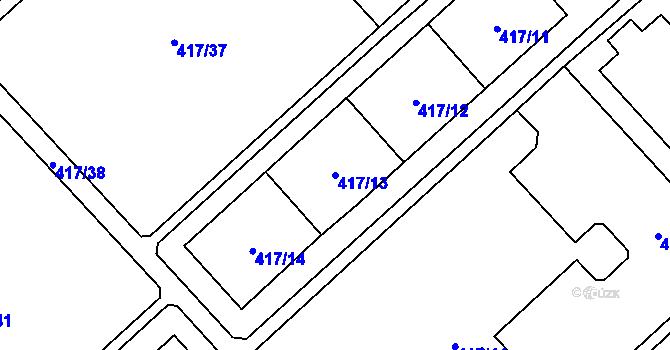 Parcela st. 417/13 v KÚ Doubravka, Katastrální mapa