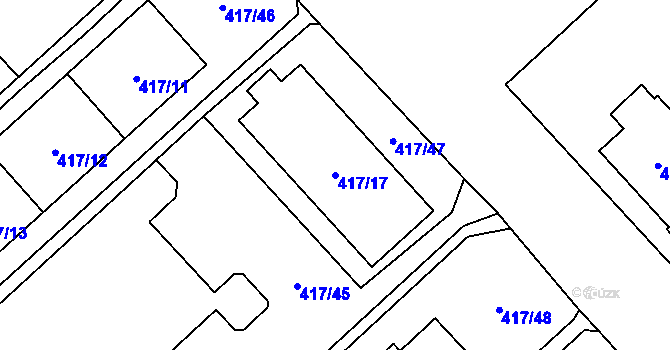 Parcela st. 417/17 v KÚ Doubravka, Katastrální mapa