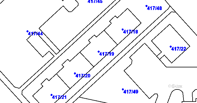 Parcela st. 417/19 v KÚ Doubravka, Katastrální mapa