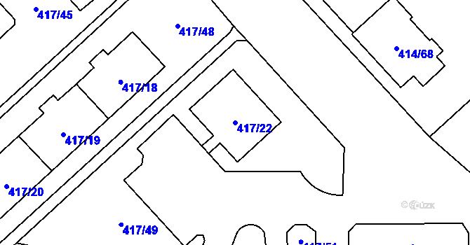 Parcela st. 417/22 v KÚ Doubravka, Katastrální mapa