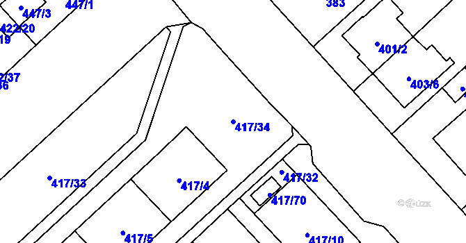 Parcela st. 417/34 v KÚ Doubravka, Katastrální mapa