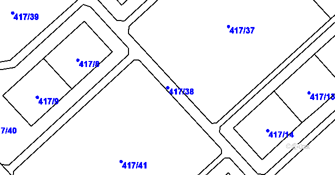 Parcela st. 417/38 v KÚ Doubravka, Katastrální mapa
