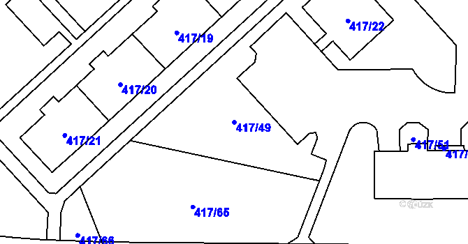 Parcela st. 417/49 v KÚ Doubravka, Katastrální mapa