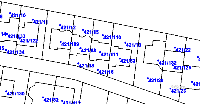 Parcela st. 421/111 v KÚ Doubravka, Katastrální mapa