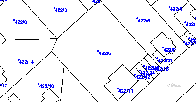 Parcela st. 422/6 v KÚ Doubravka, Katastrální mapa