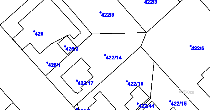 Parcela st. 422/14 v KÚ Doubravka, Katastrální mapa