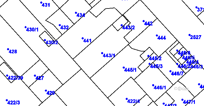 Parcela st. 443/1 v KÚ Doubravka, Katastrální mapa
