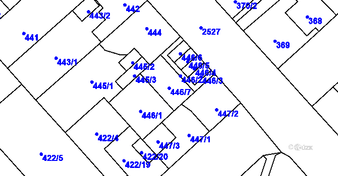 Parcela st. 446/7 v KÚ Doubravka, Katastrální mapa