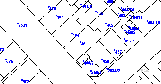 Parcela st. 461 v KÚ Doubravka, Katastrální mapa