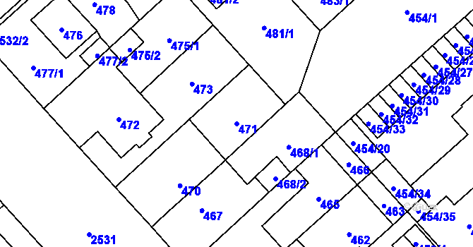 Parcela st. 471 v KÚ Doubravka, Katastrální mapa