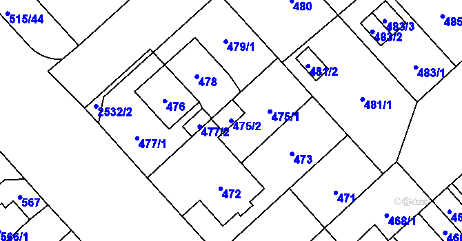 Parcela st. 475/2 v KÚ Doubravka, Katastrální mapa
