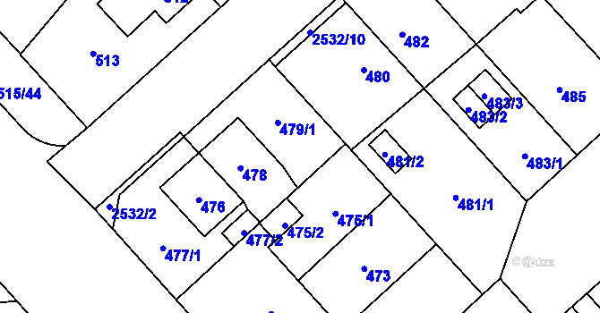 Parcela st. 479/2 v KÚ Doubravka, Katastrální mapa