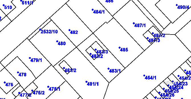 Parcela st. 483/3 v KÚ Doubravka, Katastrální mapa