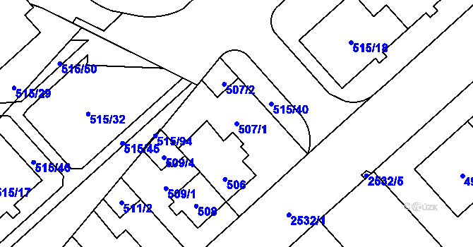 Parcela st. 507/1 v KÚ Doubravka, Katastrální mapa