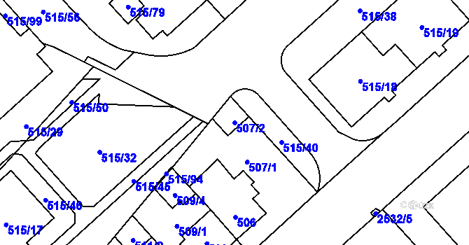 Parcela st. 507/2 v KÚ Doubravka, Katastrální mapa