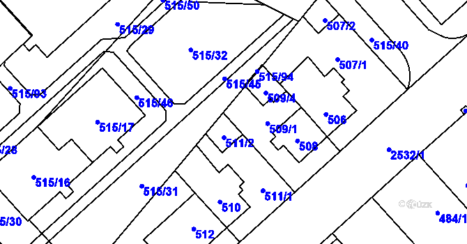 Parcela st. 509/2 v KÚ Doubravka, Katastrální mapa