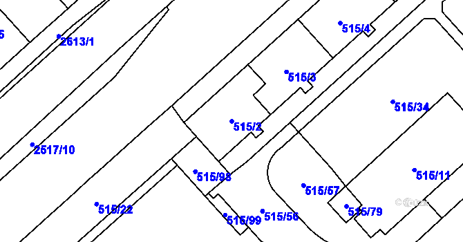 Parcela st. 515/2 v KÚ Doubravka, Katastrální mapa