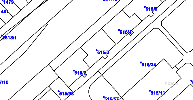 Parcela st. 515/3 v KÚ Doubravka, Katastrální mapa