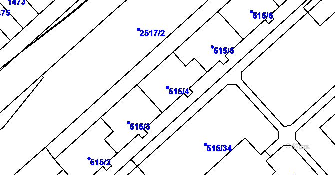 Parcela st. 515/4 v KÚ Doubravka, Katastrální mapa