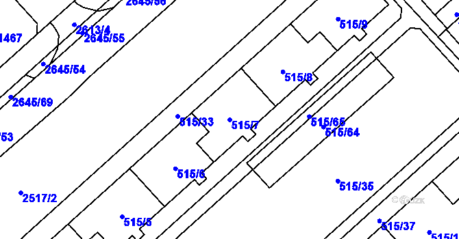 Parcela st. 515/7 v KÚ Doubravka, Katastrální mapa