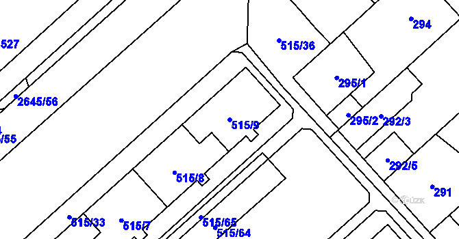 Parcela st. 515/9 v KÚ Doubravka, Katastrální mapa
