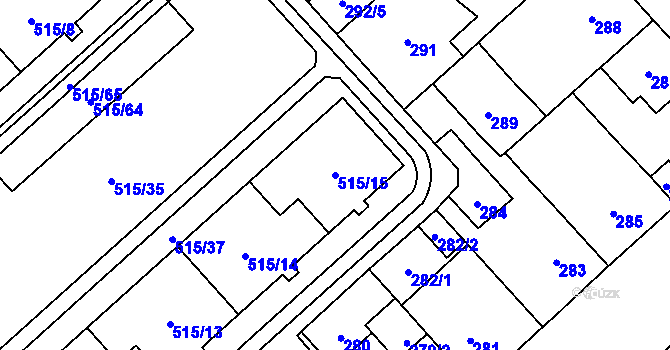 Parcela st. 515/15 v KÚ Doubravka, Katastrální mapa