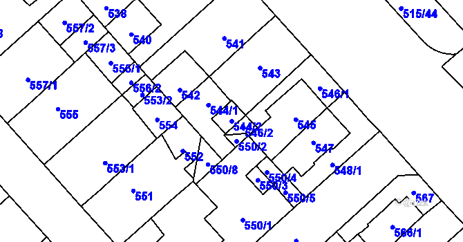 Parcela st. 544/2 v KÚ Doubravka, Katastrální mapa