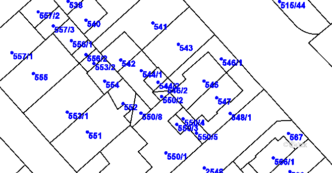 Parcela st. 546/2 v KÚ Doubravka, Katastrální mapa