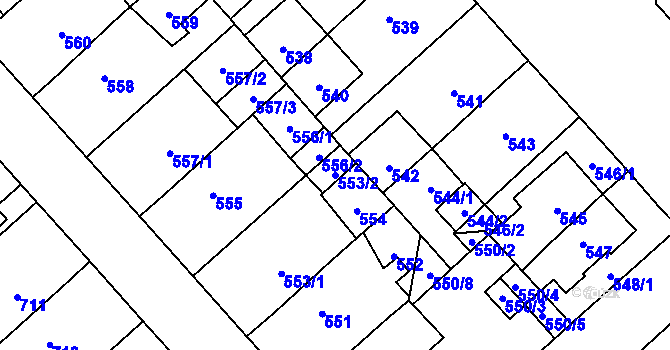 Parcela st. 553/2 v KÚ Doubravka, Katastrální mapa