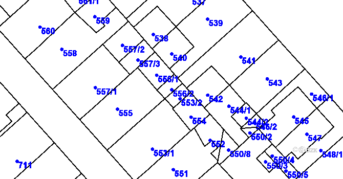 Parcela st. 556/2 v KÚ Doubravka, Katastrální mapa