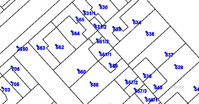 Parcela st. 561/1 v KÚ Doubravka, Katastrální mapa