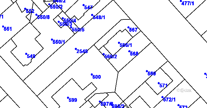 Parcela st. 566/2 v KÚ Doubravka, Katastrální mapa