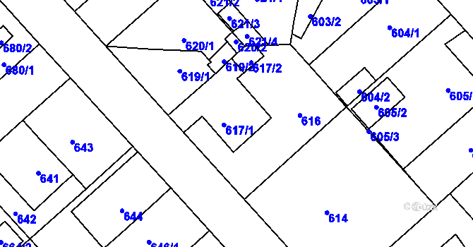 Parcela st. 617 v KÚ Doubravka, Katastrální mapa