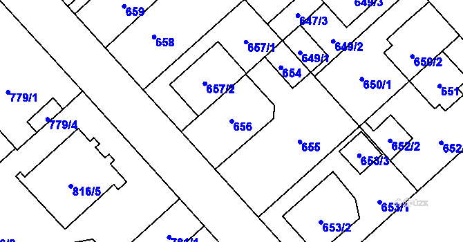 Parcela st. 656 v KÚ Doubravka, Katastrální mapa