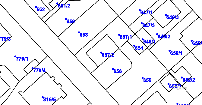 Parcela st. 657/2 v KÚ Doubravka, Katastrální mapa