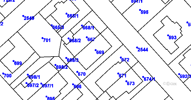 Parcela st. 669 v KÚ Doubravka, Katastrální mapa