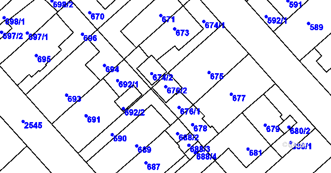 Parcela st. 676/2 v KÚ Doubravka, Katastrální mapa