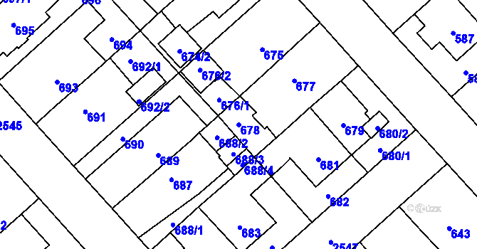 Parcela st. 678 v KÚ Doubravka, Katastrální mapa