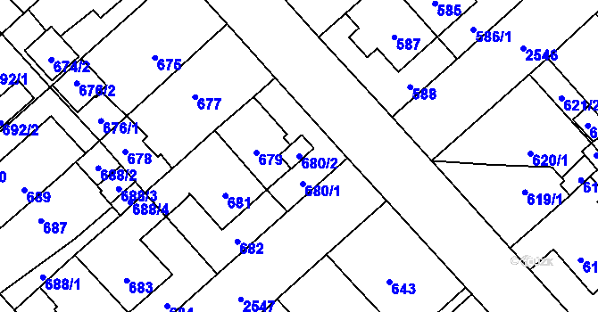Parcela st. 680/2 v KÚ Doubravka, Katastrální mapa