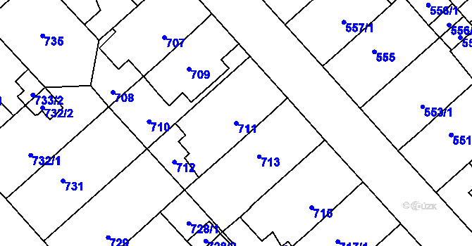 Parcela st. 711 v KÚ Doubravka, Katastrální mapa
