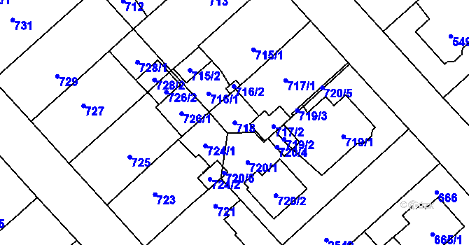 Parcela st. 718 v KÚ Doubravka, Katastrální mapa