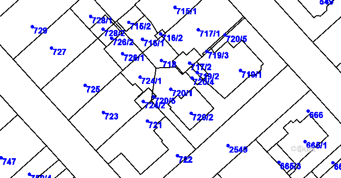 Parcela st. 720/1 v KÚ Doubravka, Katastrální mapa
