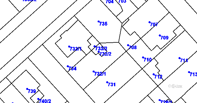 Parcela st. 732/2 v KÚ Doubravka, Katastrální mapa