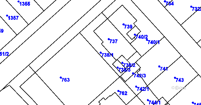 Parcela st. 738/1 v KÚ Doubravka, Katastrální mapa